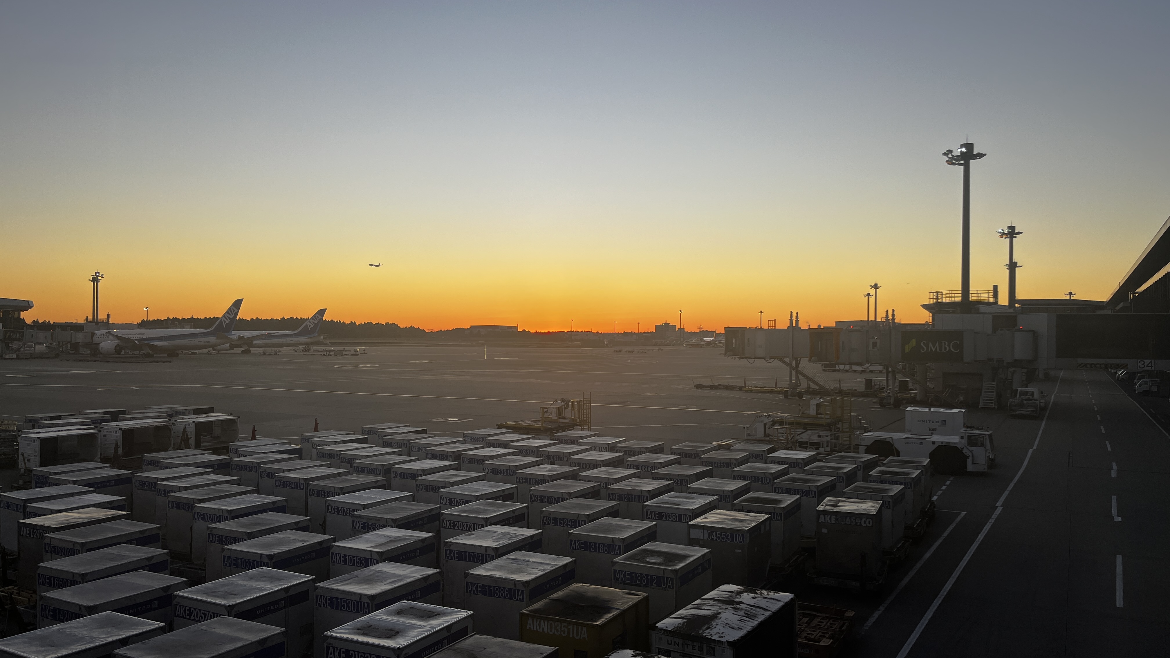 sunrise at Narita airport